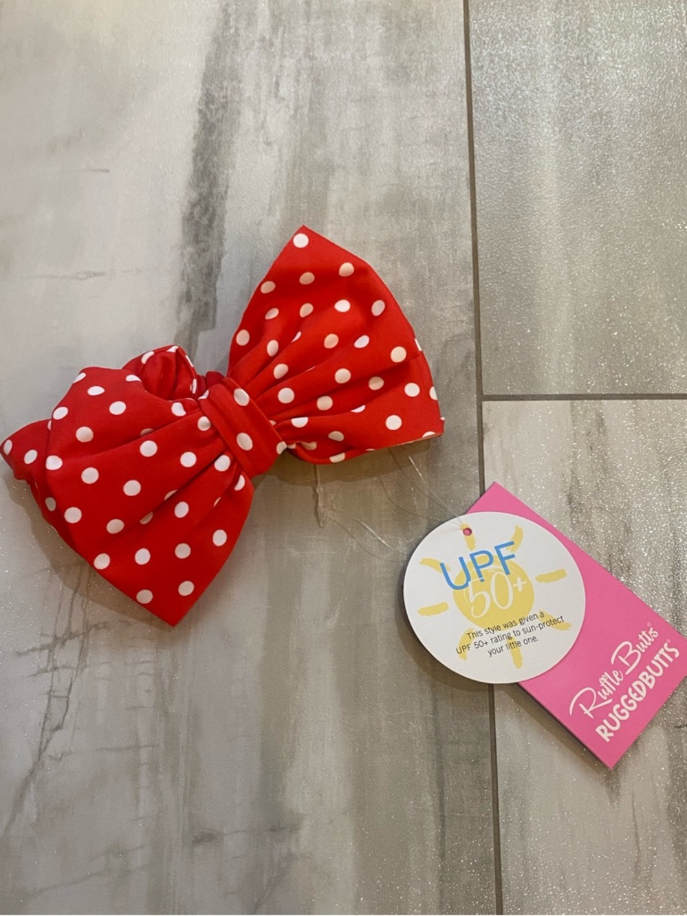 NWT RuflleButts Vibrant Red Polka Dot Bow Swim Headband One Size Baby & Toddler